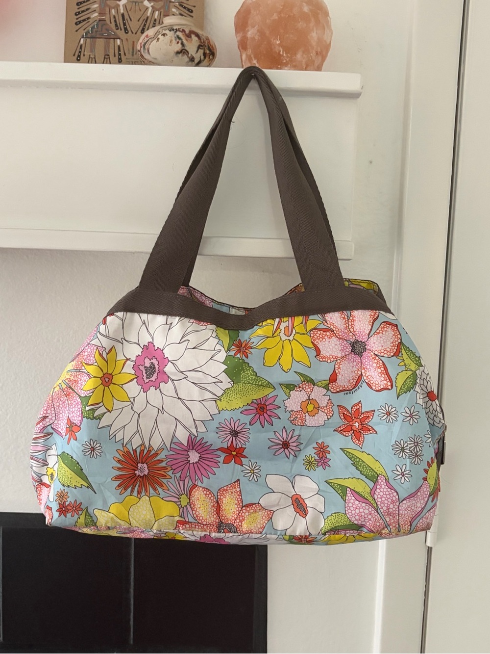 Le Sport Sac Nylon Floral Shoulder Travel Bag - Like New